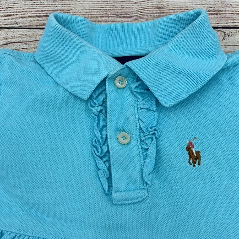 Ralph Lauren Blue Ruffled Polo Dress with Bloomers Sz 18 M